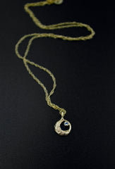 14k Little Moon with Moonstone Necklace