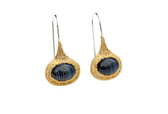 Drip Earrings with black lace agate gemstones