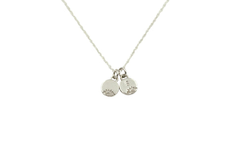 Tiny Flower Initial Charm Necklace, Sterling Silver