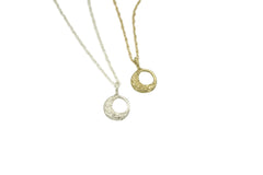 gold and silver little moon necklaces