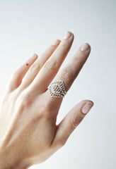 Intricate silver ring stack