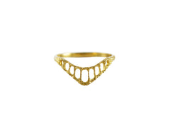 Intricate gold chevron ring