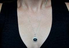 Drip Pendant with Black Lace Agate