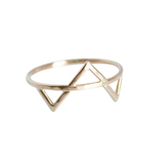 thin gold ring with three triangles