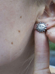 Silver Sun and Moon Earrings