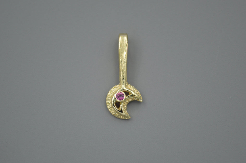 14k Moon Wand with Pink Sapphire