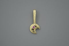 14k Moon Wand with Pink Sapphire