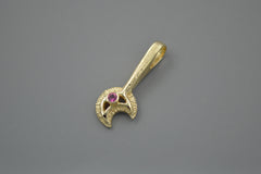 14k Moon Wand with Pink Sapphire