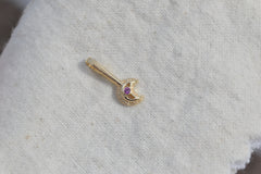 14k Moon Wand with Pink Sapphire