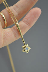 14k Star Wand with Moonstone Oct 2026 Drop
