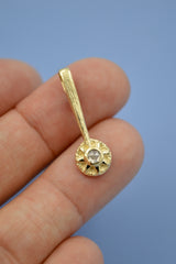 14k Sun Wand with Rosecut Ice Diamond