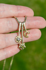 14k Sun Wand with Rosecut Ice Diamond