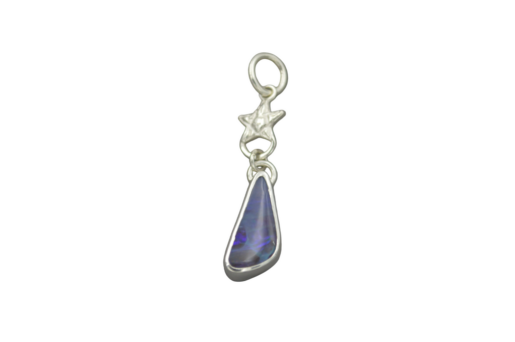 Silver OOAK Boulder Opal Star Pendant #1