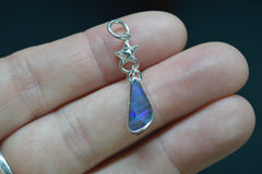 Silver OOAK Boulder Opal Star Pendant #1