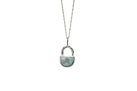 Silver and 18k Twist Sand Hill Turquoise Necklace