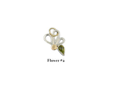 OOAK Silver and 14k Flower Pendants