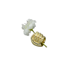 14k gold hand pendant holding onto a flower
