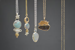 14k and Silver Celestial Opal Necklace