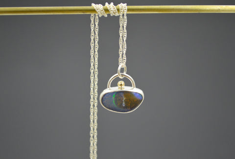 Silver and Gold Opal Island Pendant OOAK