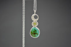 Celestial Royston Turquoise and Peridot Necklace in Silver