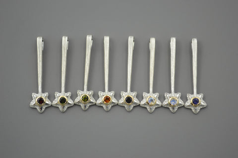 Silver Star Wands with 14k setting & Gemstones, for Halloween inspired 3rd drop