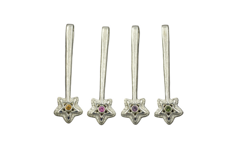 Silver Star Wands with 2mm gemstones
