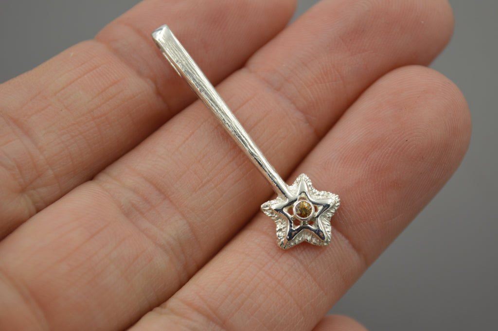 Silver Star Wands with 2mm gemstones