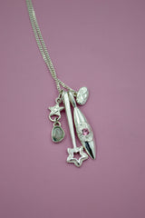 Silver Eye Pendant with Pink Spinel