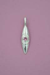 Silver Eye Pendant with Pink Spinel