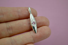 Silver Eye Pendant with Pink Spinel