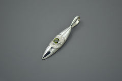 Silver Eye Pendant with Green Tourmaline