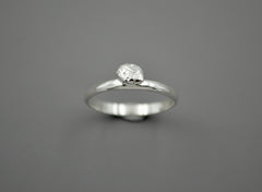 Silver ring band with a ladybug on it