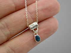 Silver Little Stars Opal Necklace OOAK