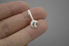Sterling Silver Moon Wand with Montana Sapphire