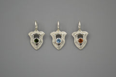 Sterling Silver Shield Pendants with Gemstones