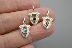 Sterling Silver Shield Pendants with Gemstones
