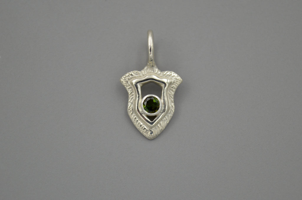 Sterling Silver Shield Pendants with Gemstones