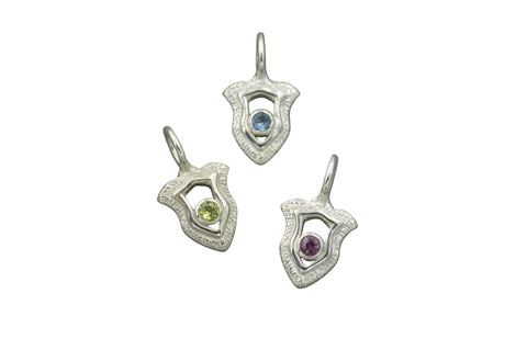 Sterling Silver Shield Pendants with Gemstones #2