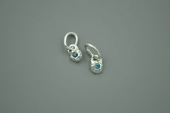 Silver Tiny Twinkle Star with Teal Blue Diamond