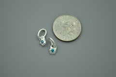 Silver Tiny Twinkle Star with Teal Blue Diamond
