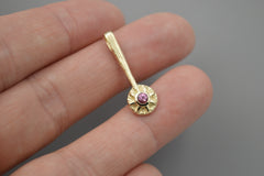 14k Sun Wand with Pink Tourmaline