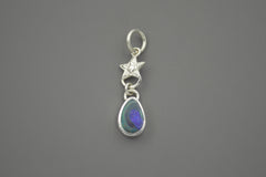 Silver OOAK Boulder Opal Star Pendant #2