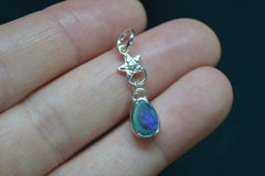 Silver OOAK Boulder Opal Star Pendant #2