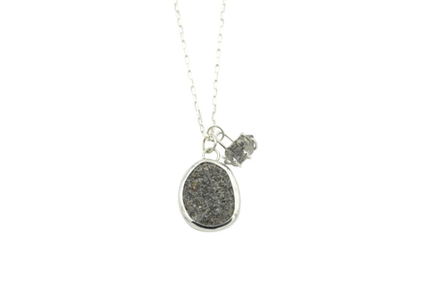 Beach Stone and Tibetan Quartz Necklace #3