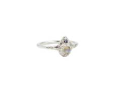Beacon Ring with Rainbow Moonstone and a Gray Diamond