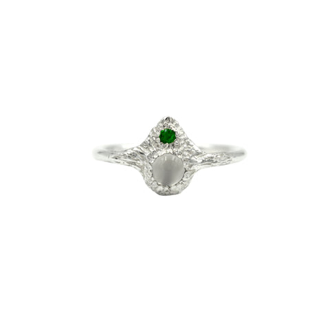 Beacon Ring with Moonstone and Emerald