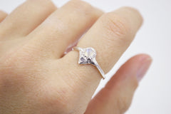 Beacon Ring with Rainbow Moonstone and a Gray Diamond