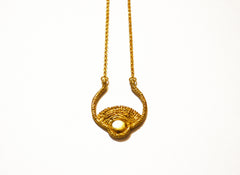 brass and gold fill chain necklace with sun pendant