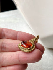 Drip Pendant Necklace w/ Amber