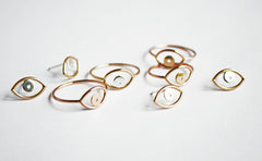 Evil Eye Rings and Earrings by Stefanie Sheehan